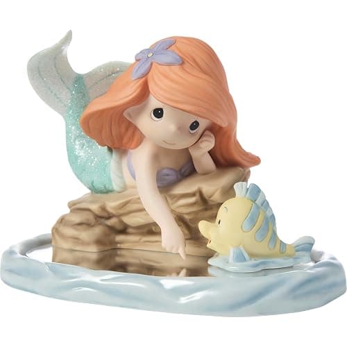 Precious Moments Sea The Treasure Beneath The Surface Disney Ariel and Flounder Bisque Porcelain Figurine, The Little Mermaid Collectible Gift – 251020 thumbnail 2