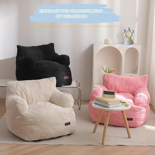 MAXYOYO Kids Bean Bag Chair, Stuffed Toddler Bean Bag Sofa with Filler Bean Bag Chair for Boys and Girls, Lazy Sofa with Pocket Floor Chair for Gaming, Reading, Beige thumbnail 4