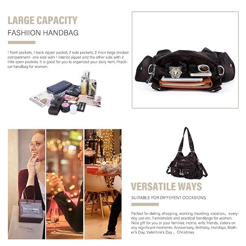 Angel Kiss Purses for Women Hobo Bag Soft PU Leather Shoulder Bag for Women thumbnail 4