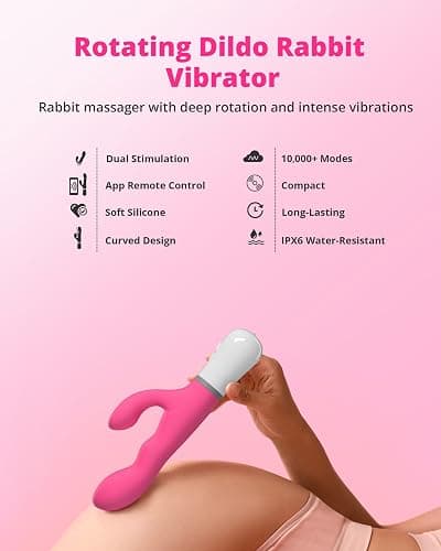 LOVENSE Nora Rabbit Vibrator with Remote, Rotating Dildo Rabbit G Spot Clitoral Stimulator Adult Sex Toys & Games App Controlled with 10,000+ Vibration Modes Long Distance Vibrator for Women Couple thumbnail 2
