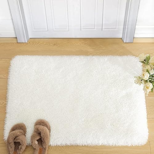 Merelax Soft Modern Indoor Shaggy Area Rug for Bedroom Livingroom Dorm Kids Room Home Decorative, Non-Slip Plush Fluffy Furry Fur Rugs Comfy Nursery Accent Floor Carpet 2x3 Feet, Ivory - Ivory - 1'11" x 2'11" (Rectangular)