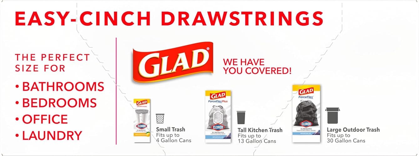 Glad Odorshield Small Drawstring Trash Bags, 4 Gal, Pink, Cherry Blossom, 34 Ct, Pack May Vary - Cherry Blossom - 34 Count (Pack of 1) thumbnail 14