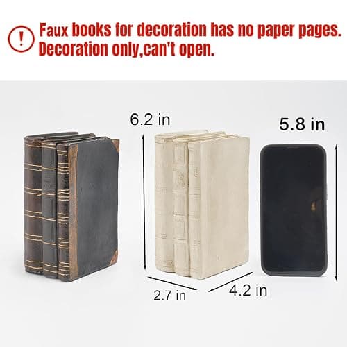 Guichifun Faux Books Living Room Decor - Resin Cute Cream Farmhouse Decor Fake Modern Fashion Decorative Books Set for Office Mantle Shelves Coffee Table Decor 4.2 * 2.7 * 6.2 Inch thumbnail 3