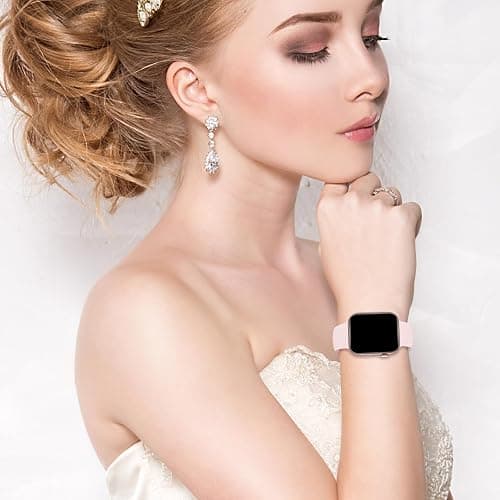 Sport Band Compatible with Apple Watch 49mm 46mm 45mm 44mm 42mm 41mm 40mm 38mm Women Men, Replacement Soft Silicone Sport Strap Wristbands for iWatch Series 10/9/8/7/6/5/4/3/2/1 Ultra SE, Light Pink thumbnail 4