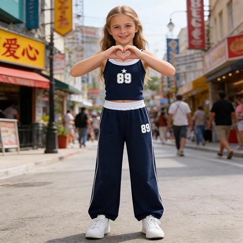 Voxikodex Girls Clothes 2 Piece Camisole Tank Tops & Wide Leg Pants Summer Active Outfits for Teen Girls Size 7-14Y thumbnail 4