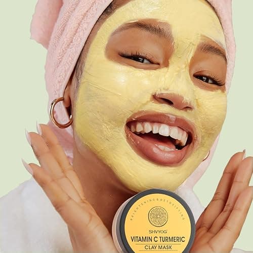 SHVYOG 4Pcs Face Mask Set - Turmeric Clay Mask, Vitamin C, Green Tea, Rose, Dead Sea Mud Mask, Skin Care Mask for Deep Cleansing, Refining Pores, Stocking Stuffers for Women, Gifts for Women- 240g - Image 1