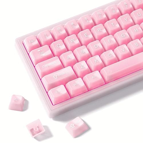 Womier Keyboard Keycaps Clear, Pink Keycaps 60 65 75 100 Percent, Transparent Jelly Cute Custom Key Cap Set for Cherry MX, Kailh, Outemu, Gateron Mechanical Keyboards(MDA Profile) - Image 1