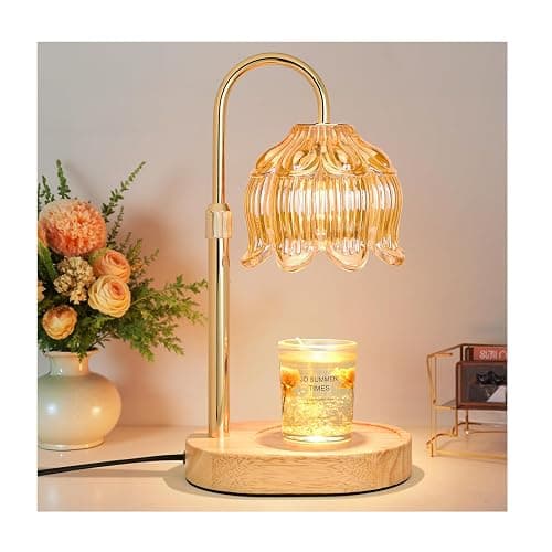 Flower Candle Warmer lamp with Timer Dimmer,Adjustable Height Candle Warmer,Fits All Jar Scented Candles,Christmas Gifts for Mom Women,Candle Lamp for Bedroom Home Decor,Flower Amber - Image 1