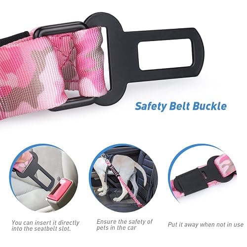 Hotsky Tactical Dog Leash Heavy Duty for Medium Large Dogs That Pull,4-6Ft Strong Bungee Shock Absorbing No Pull Dog Leash with Padded Double Handle and Car Seatbelt,Pink Camo thumbnail 3