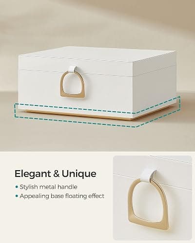 SONGMICS 2-Layer Jewelry Box, Jewelry Organizer with Handle, Removable Jewelry Tray, Jewelry Storage, Floating Effect, 8.1 x 9.4 x 4.3 Inches, Christmas Gift, White UJBC165W01 thumbnail 4
