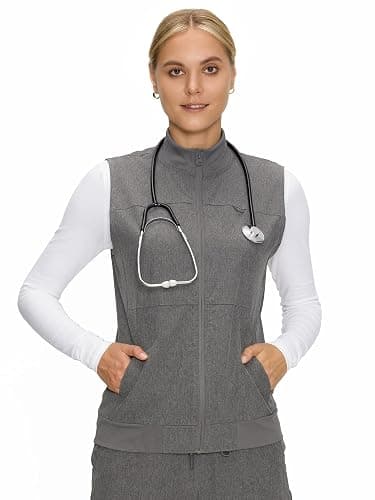 Scrubs Vest for Women – Cozy Scrubs Comfort Fit Stretch Nurse Vest for Healthcare Professionals with 3 Pockets - Image 1