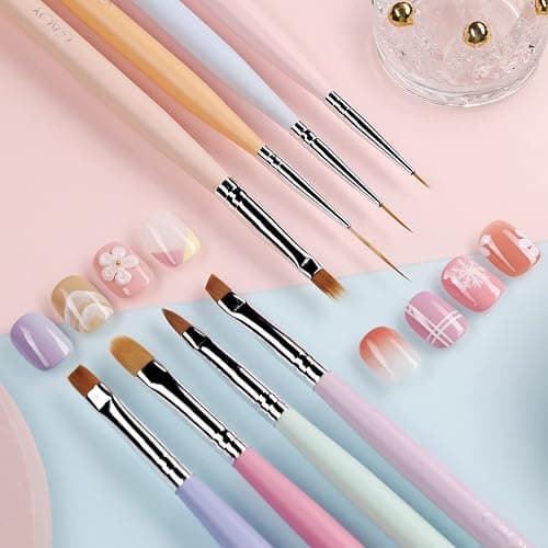 GAOY 8 Pcs Nail Brushes for Nail Art, Nail Design Tools for Nail Detail Painting, French Liner and Dotting Pens for Nail DIY thumbnail 7