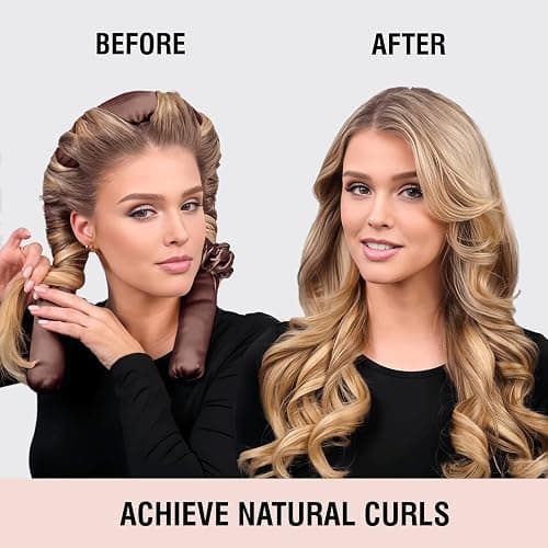 BLINKEEN Jumbo Heatless Hair Curler Set-Satin Heatless Curls Overnight, Jumbo Curling Rod Headband, No Heat Curlers To Sleep in (Burgundy) thumbnail 2