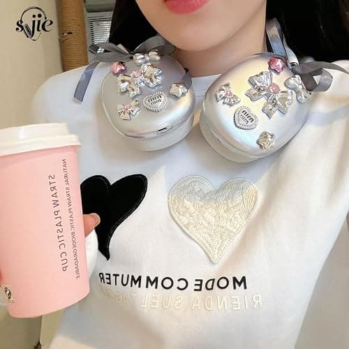 SJIE Airpod Max Ear Cover, 3D Design Cute Bow/Star/Heart, Personality Fashion AirPod Max Case Accessories Protective for Apple AirPods Max thumbnail 3