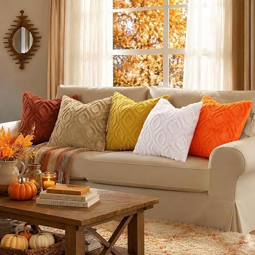 decorUhome Faux Fur Light Brown Khaki Throw Pillow Covers 18x18 Set of 2 | Plush Solid Fall Couch Pillow Covers, Accent Modern Farmhouse Neutral Decorative Soft Pillow Cases for Sofa Bed Living Room thumbnail 2