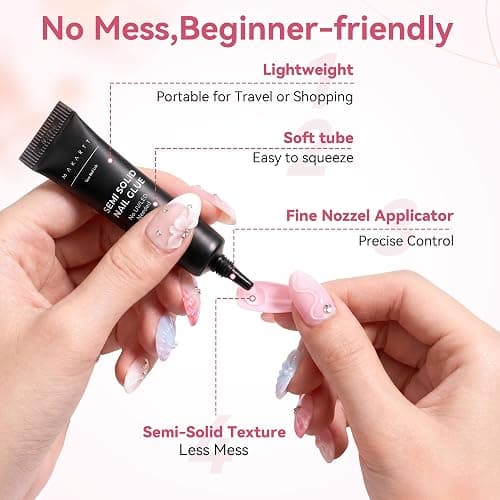 Makartt Press On Nail Glue: No UV Lamp Needed, 20s Air Dry Adjustable for Beginners, Strong Hold, Semi-solid Precise Control, Easy for Press-On Users At-home Application, HEMA-Free for Sensitive Nails thumbnail 7