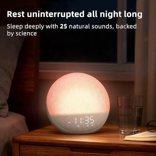 Sunrise Alarm Clock White Noise Machine: Natural Wake Up Light - Dimmable Clock with Bluetooth Speaker for Bedroom - 25 Sleep Sounds for Baby Adults Kids Putty thumbnail 2