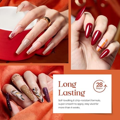 beetles Gel Polish Cozy Campfire Shade Collection - Fall Nail Fest Fall Gel Nail Polish Set, 20 Colors Autumn Orange Yellow Green Brown Red Shades UV LED Cured Soak Off DIY Manicure Gift for Girl thumbnail 4