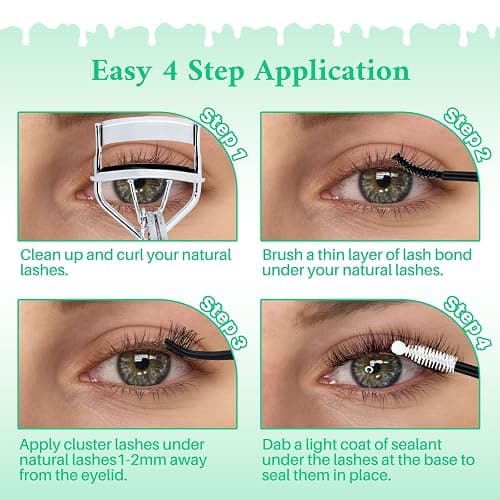 LASHSUN Lash Clusters Kit Wispy Eyelash Clusters 2304PCS Kit Cat Eye Kit Cluster Eyelash Extensions Pestañas Postizas Naturales DIY Lash At Home+Lash Bond and Seal,Remover,Tweezers thumbnail 7