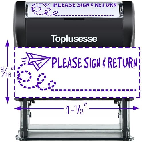 Toplusesse Please Sign and Return Stamp Self Inking Teacher Stamp for Classroom Encouraging Motivational Homeschool Grading Tool Teacher Supplies- Purple Ink - Image 1