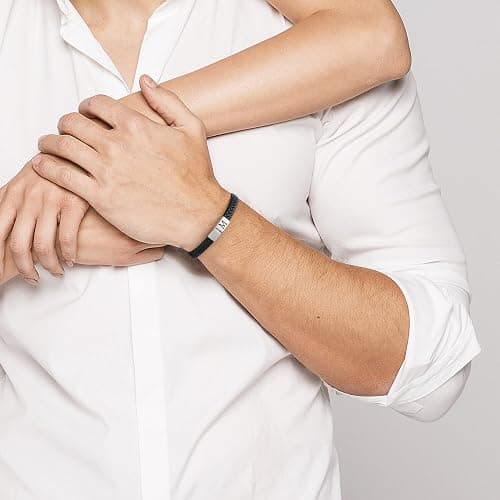 FOCOOG Leather Bracelets for Mens Gifts - Premium Genuine Leather Adjustable Stainless Steel Magnetic Clasp Mens Initial Bracelet, Unique Gifts for Men Husband Dad Son thumbnail 4