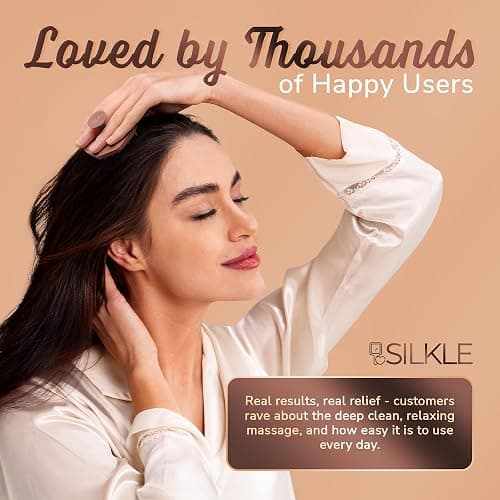 SILKLE Silicone Scalp Scrubber - Massage Shampoo Brush, Soft Bristles for Hair Growth & Dandruff Removal - Ergonomic Design, Wet & Dry Use, Deep Cleansing Scalp Exfoliator for All Hair Types - Brown thumbnail 7