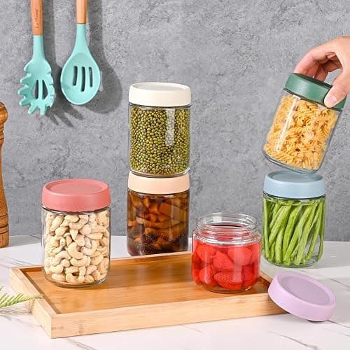 Artcochan Overnight Oats Containers with Lids 16 oz Glass Jars 6 Pack Glass Mason Jars with Airtight Lids, Perfect for Oats, Yogurt, Chia Pudding, Snack thumbnail 4