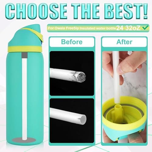6PCS Replacement Straws for Owala Water Bottle 24 oz 32 oz Accessories | Reusable Plastic Straws with Cleaning Brush for Cup 24oz 32oz Travel Tumbler Parts for Sports Bottle (White) thumbnail 6