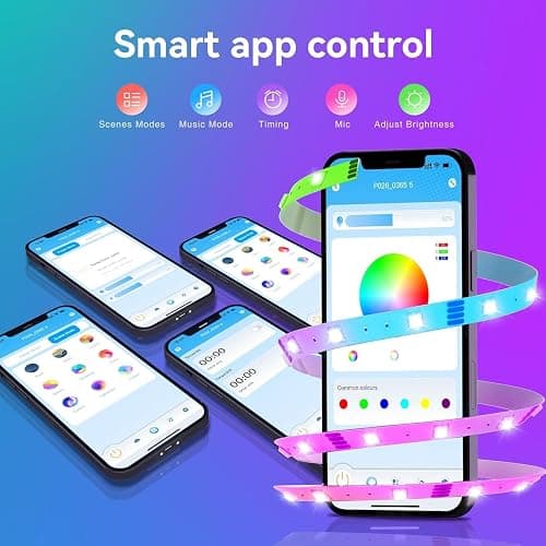 TJOY 200ft Bluetooth LED Strip Lights, Long Strip Lighting Music Sync, RGB Color Changing LED Lights for Bedroom with Remote,Smart Phone APP Control, Ceiling Living Room Decor (APP+Remote+Mic/2 Roll) thumbnail 3