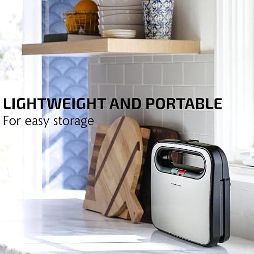 OVENTE Electric Sandwich Maker with Non-Stick Plates, Indicator Lights, Cool Touch Handle, Easy to Clean and Store, Perfect for Cooking Breakfast, Grilled Cheese, Tuna Melts and Snacks, Black GPS401B thumbnail 5