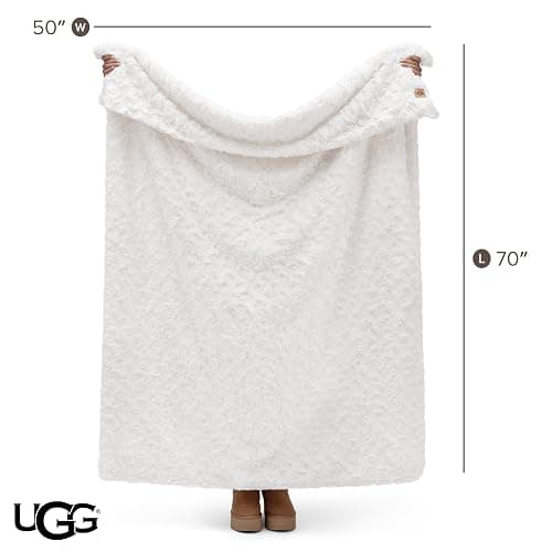 UGG Adalee Faux Fur Throw Blanket Luxury Lightweight Cozy Soft Throw for Couch Bed or Chair Hypoallergenic Machine Washable Double-Sided Fluffy Blanket Home Decor, 50-inch x 70-inch, Natural White thumbnail 3