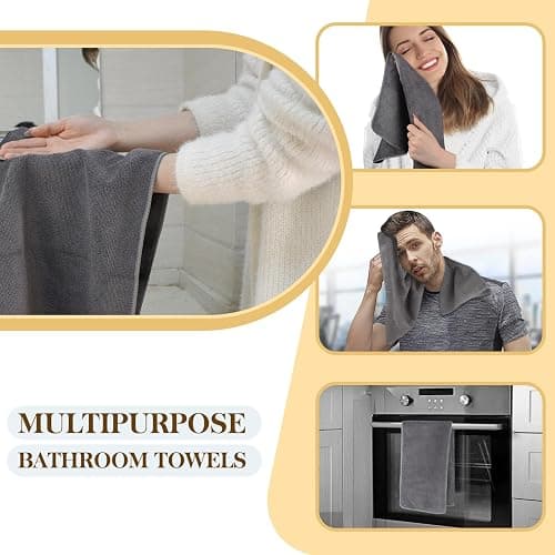 KinHwa 2er-Pack mikrofaser Handtuch (40 x 70 cm) – Weich, hochsaugfähig & schnell trocknend handtücher（Grau） thumbnail 7