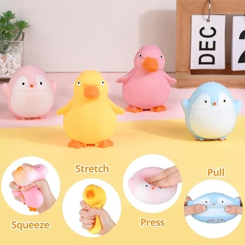 Squishy Fidget Toys Stress Balls,Tedmax 4PCS Cute Penguin & Duck Squeeze Toys,Taba Squishy Packs Perfect for Kids Sensory Play,Anxiety & Stress Relief for Adults Teens Party Favors,Classroom Prizes thumbnail 5