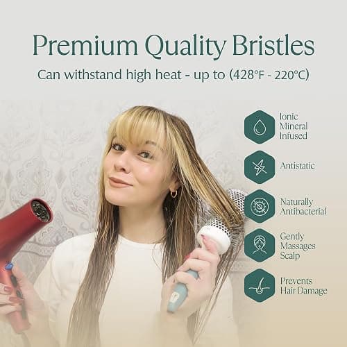 Professional Round Brush for Blow Drying - Small Ceramic Ionic Thermal Barrel Brush for Sleek, Precise Heat Styling and Salon Blowout - Lightweight Round Hair Brush (Barrel 1.3 inch, Bristle 2 Inch) thumbnail 4