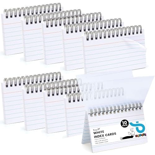Koogel 500PCS 3x5 Index Cards, Spiral Index Cards with Ring for Studying, Flashcards Bulk Heavy Notecards with Waterproof Covers for School College Note Taking and To Do List Supplies, White - Image 1