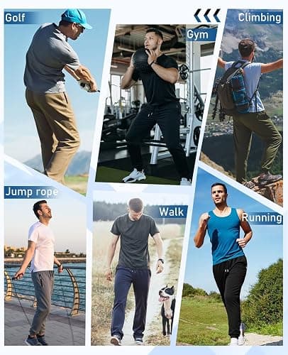 OZYJD Mens Sweatpants with Zipper Pockets 5 Pack Athletic Joggers for Men Warm Slim Fit Track Workout Running Sweat Pants thumbnail 8