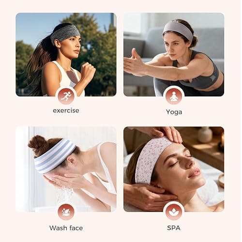 Lajou Fashion Women's Headbands for Short Hair Non Slip Elastic Floral Hairbands, Soft Fabric 2 Inches Thick Stripe Head Bands Heart Headbands, Valentine's Day, Vivid-Blue Stripe thumbnail 6