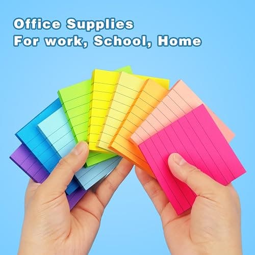 Early Buy Lined Sticky Notes with Lines 3x3 Self-Stick Notes 9 Bright Color 9 Pads, 70 Sheets/Pad thumbnail 7