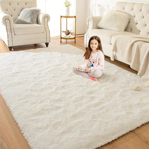 Softlife Area Rug for Bedroom, Fluffy Shag Plush 3x5 Cream Rugs for Living Room Girls, Shaggy Throw Soft Fuzzy Small Kids Carpet for Dorm Bedside Ultra Cozy Non-Slip Indoor Decor thumbnail 3