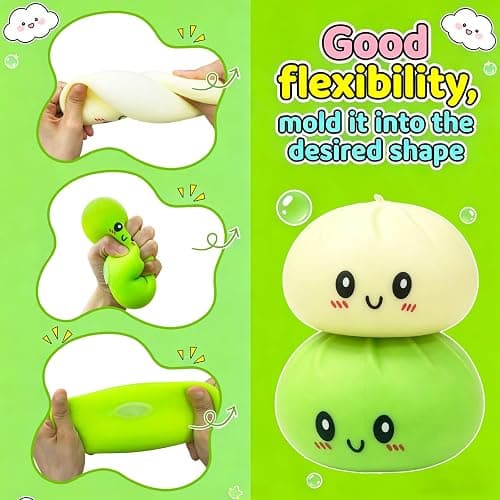 2 Pcs Dumpling Squishy, Mystery Squishy Dumpling Box, Fidget Toys Adults & Teens & Kids, Stocking Stuffers, Sensory Stress Squeeze Toys for Stress Relief (WhitePink) thumbnail 4