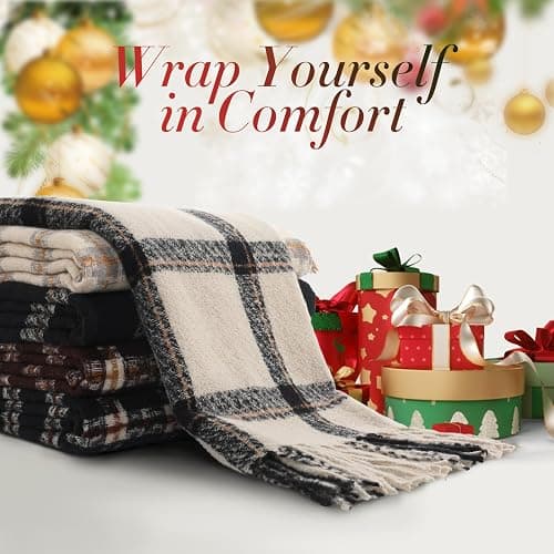 Trifabricy Winter Scarfs for Women, Long Blanket Scarf, Fashion Soft Taseel Plaid Scarf, Chunky Oversized Shawls and Wraps thumbnail 6