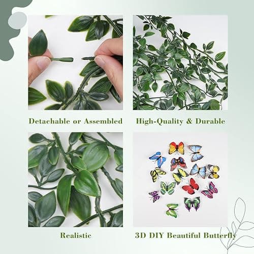 BLEUM CADE Fake Hanging Plants, 2pcs Artificial Hanging Potted Plant, Faux Mandala Vines Hanging Plant Greenery for Wall Shelf Home Living Room Indoor Outdoor Decor thumbnail 7
