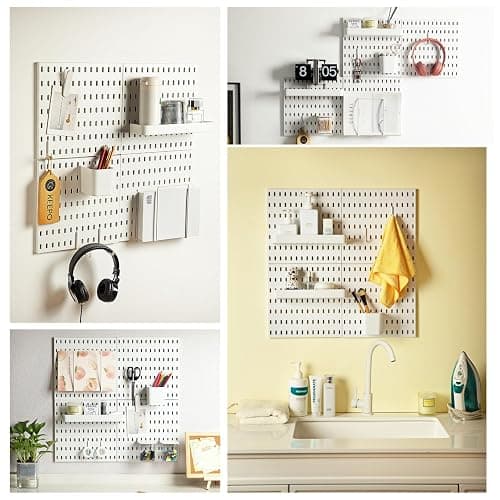 Keepo Pegboard Combination Kit, Pegboards and Accessories Modular Hanging for Wall Organizer, Crafts Organization, Ornaments Display, Nursery Storage, Peg Board (White, 22″×22″) thumbnail 7