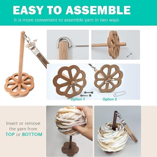 Wrist Yarn Holder, Portable Wrist Yarn Ball Minder Stand with Crossbody Strap Wooden Twizzling Yarn Organizer Storage Knitting Supplies Crocheting Gift for Craft Lover (Solid Wood) - Camel thumbnail 7