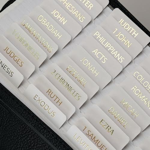 UPAFEXXI-Laminated Bible Tabs with Book Summaries(Gold Foil Embossed Lettering), Bible Tabs for Women and Men, Reposition Large Print Stickers, Easy to Read, 80Chapters Labels for Easy Navigation thumbnail 5