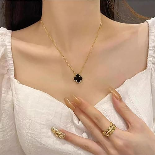 AIPPK Clover Pendant Necklace for Women 18K Gold Plated Four Leaf Clover Necklaces Lucky Simple Jewelry Gifts for Women thumbnail 5