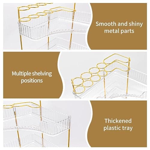 NATURE'S SOURCE Makeup Organizer for Vanity, 3-Tier Corner Bathroom Organizer Countertop with Makeup Brush Holder, Corner Counter Storage for Bathroom, Dresser, Kitchen（Clear thumbnail 6