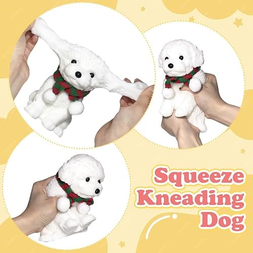 Big Taba Squishy, Cute Teddy Dog Squishy Toys, Handmade Ultra Soft Squishy Fidget Toys, Silicone Squeeze Toys for Kids & Adults, Stress Relief Gifts for Relaxation & Sensory Play (White Teddy Dog) thumbnail 4
