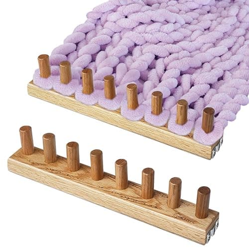 YBHJKL 31.5'' Chunky Yarn Loom -Wooden Blanket Making Kit for Adults -Hand Knitting Yarn Chunky for Blankets- Loom for Blanket Adjustable Size - Image 1
