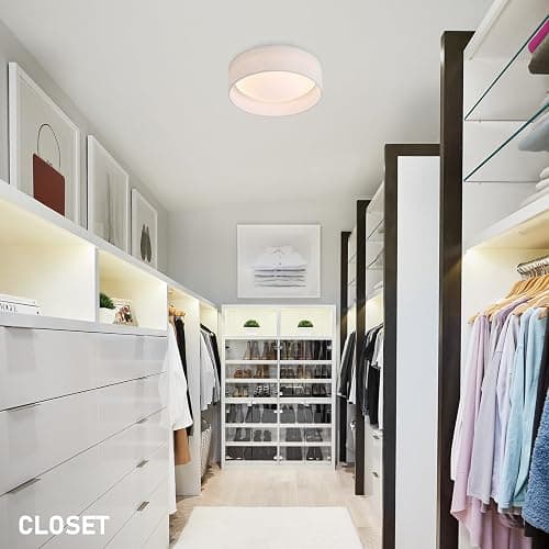 CALOKES 13" Fabric Flush Mount Ceiling Light, 24W 3000K LED Closed to Ceiling Light Fixture with Classic Linen Drum Design for Bedrooms, Kitchen, Dining Room, Hallway thumbnail 8